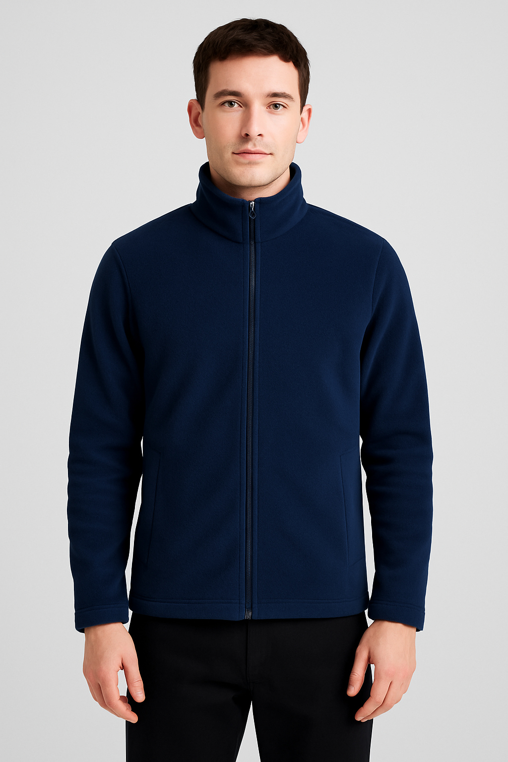 Polaire col montant Navy – Vue 3